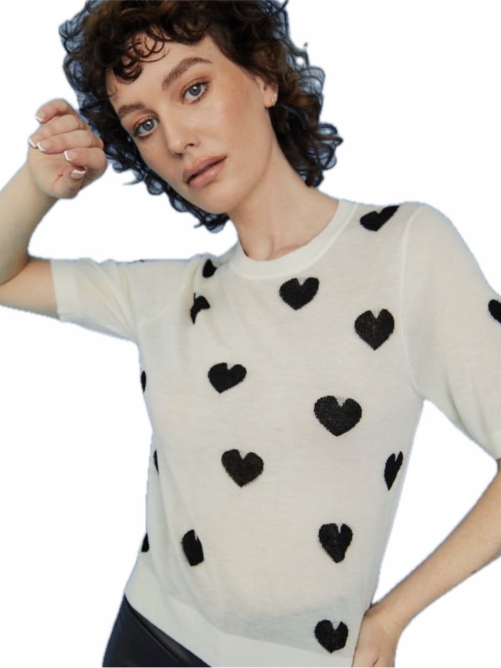 Gray Black Hearts Top